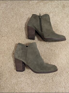 Alex Marie Olive Suede Block Heel Ankle Booties